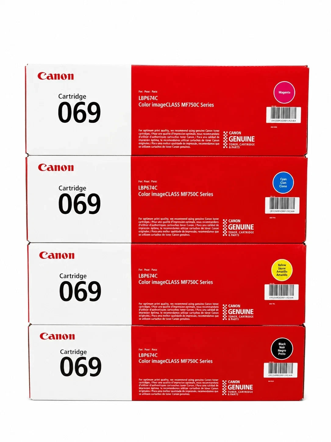 Canon 069 Black, Cyan, Magenta, Yellow Toner Cartridges Set, Pack Of 4 Original