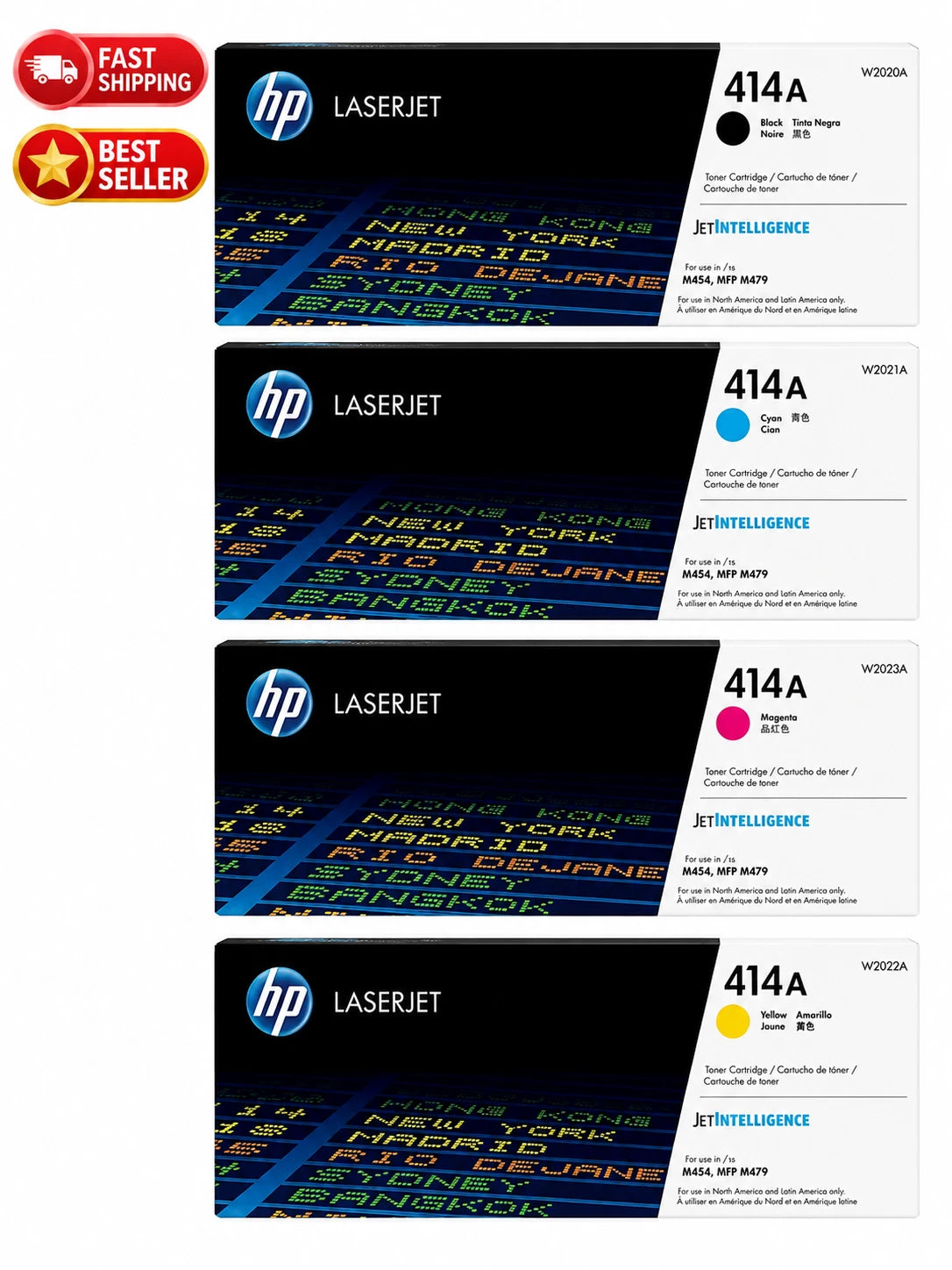 Original HP 414A Toner Cartridge Full Set 4Pack W2020A W2021A W2022A W2023A CMYK